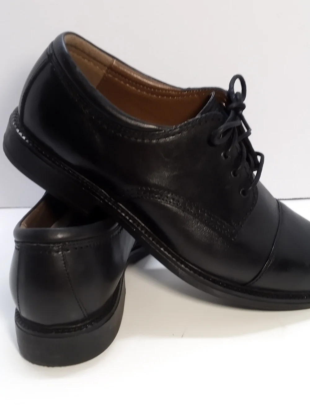 Dockers Black Cap-Toe Leather Derby Shoes Men's 11W